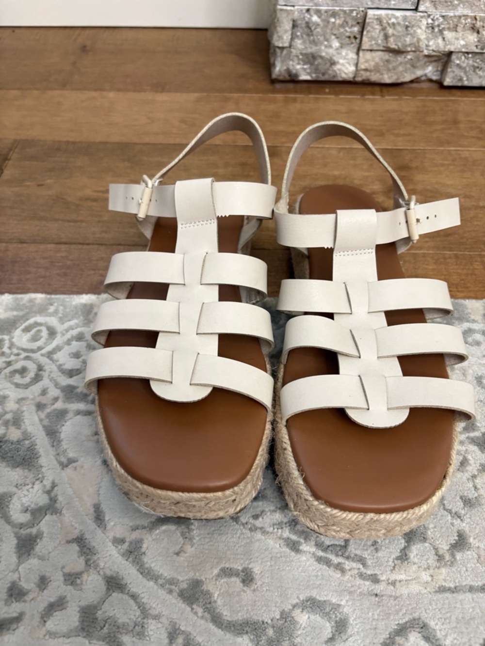 American Eagle Outfitters White Strappy Espadrille Platform Sandals